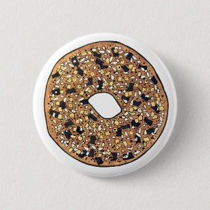 Badge Rond 5 Cm Tout Pavot Sésame Graine Bagel Petit déjeuner