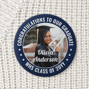 Badge Rond 5 Cm Tout Texte Graduation Photo Félicitations Marine B