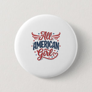 Badge Rond 5 Cm Toute fille américaine design vectoriel vintage pa