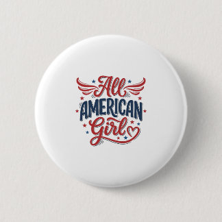 Badge Rond 5 Cm Toute fille américaine design vectoriel vintage pa