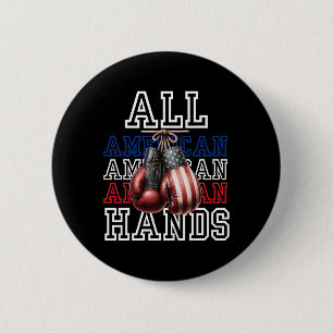Badge Rond 5 Cm Toutes les mains américaines Usa Drapeau Boxe Gant