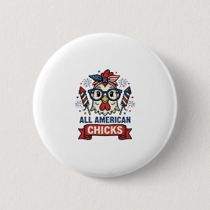 Badge Rond 5 Cm Toutes les poules américaines dessin vectoriel pat