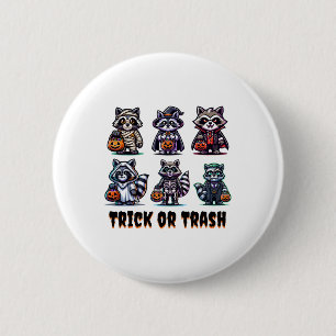 Badge Rond 5 Cm Trac Ou Trash Halloween Funny Raccoon Automne Auto