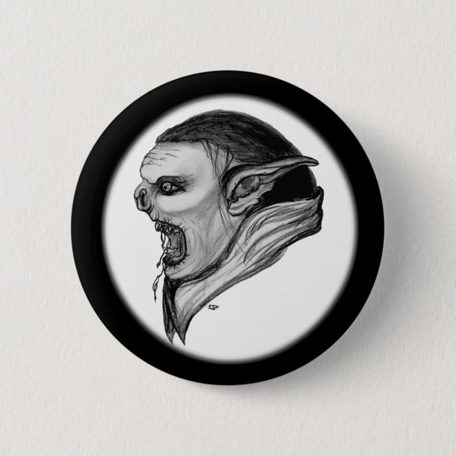 Badge Rond 5 Cm Tracer le design noir et blanc (Devant)