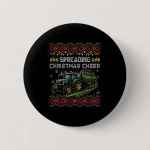 Badge Rond 5 Cm Tracteur agricole pour répandre la joie de Noël Sw