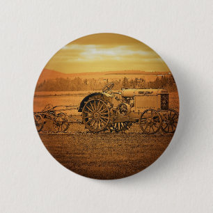 Badge Rond 5 Cm Tracteur antique