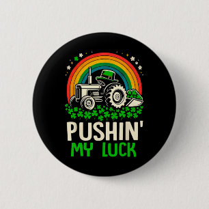 Badge Rond 5 Cm Tracteur chanceux St Patrick Jour T-shirt pour tou