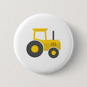 Badge Rond 5 Cm Tracteur jaune