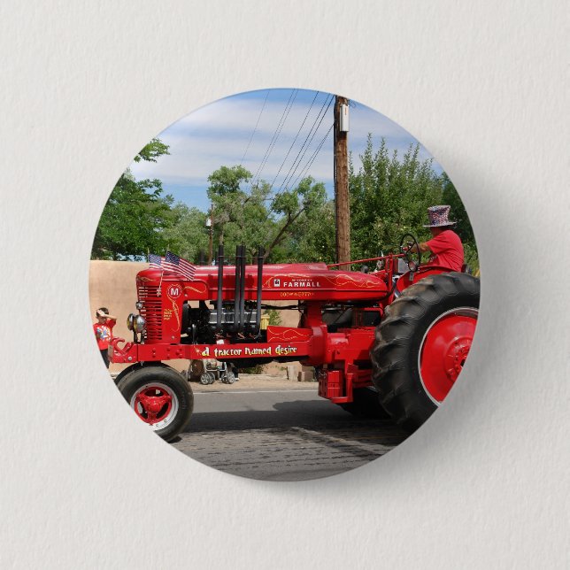 Badge Rond 5 Cm Tracteur rouge (Devant)