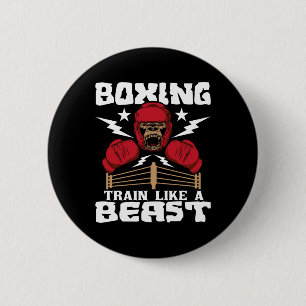 Badge Rond 5 Cm Train De Boxe Comme Une Bête - Kickboxing Kickboxe