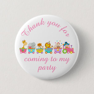 Badge Rond 5 Cm Train de cirque d'animaux pour enfants 'Merci d'êt