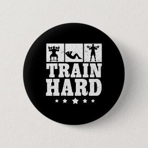 Badge Rond 5 Cm Train Forme Graphique Dur Gymnase Fitness Entraîne