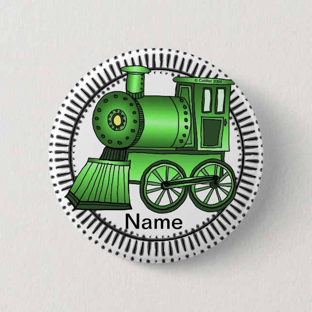 Badge Rond 5 Cm Train vert à broche ronde (Devant)