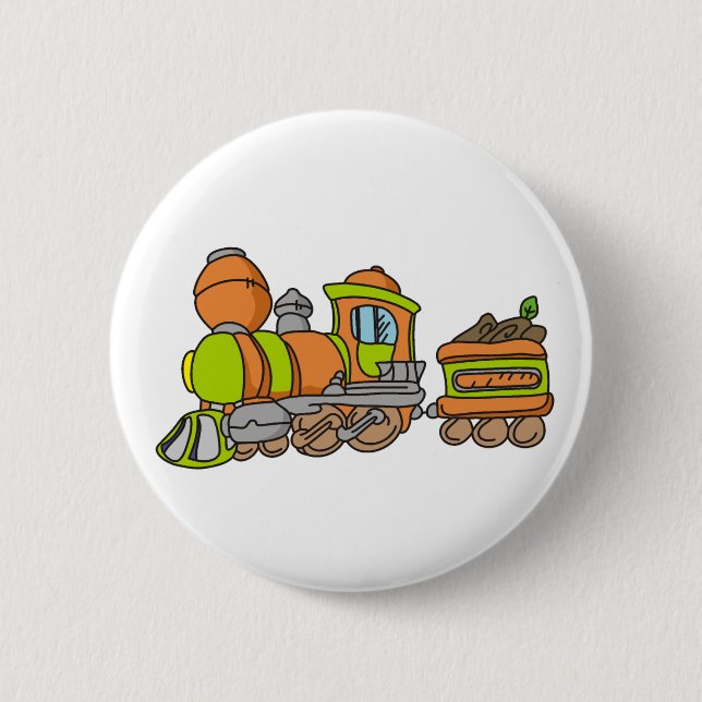 Badge Rond 5 Cm Train vert et orange (Devant)