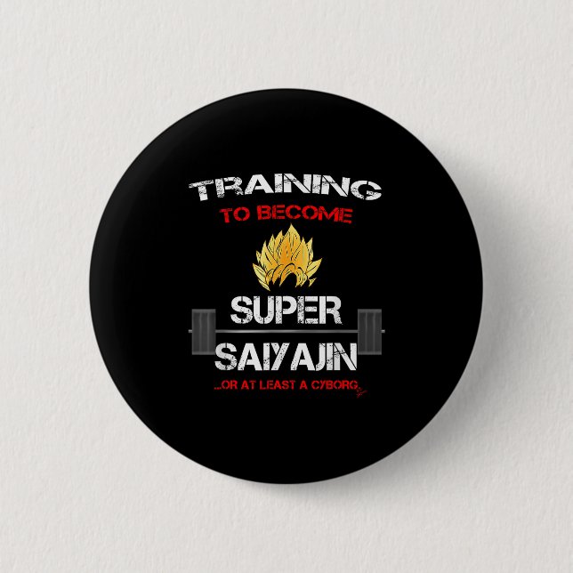 Badge Rond 5 Cm Training To Become A Super Saiyajin - Fun Fitness  (Devant)