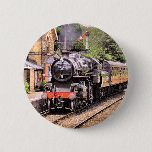 BADGE ROND 5 CM TRAINS À VAPEUR
