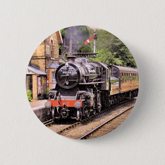 BADGE ROND 5 CM TRAINS À VAPEUR (Devant)
