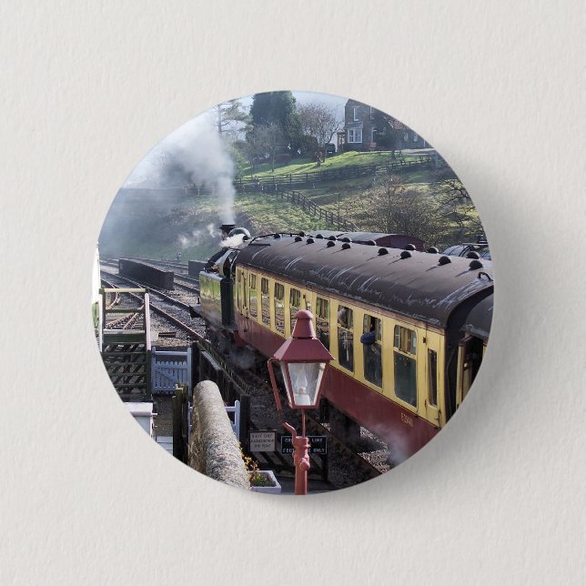 BADGE ROND 5 CM TRAINS À VAPEUR (Devant)