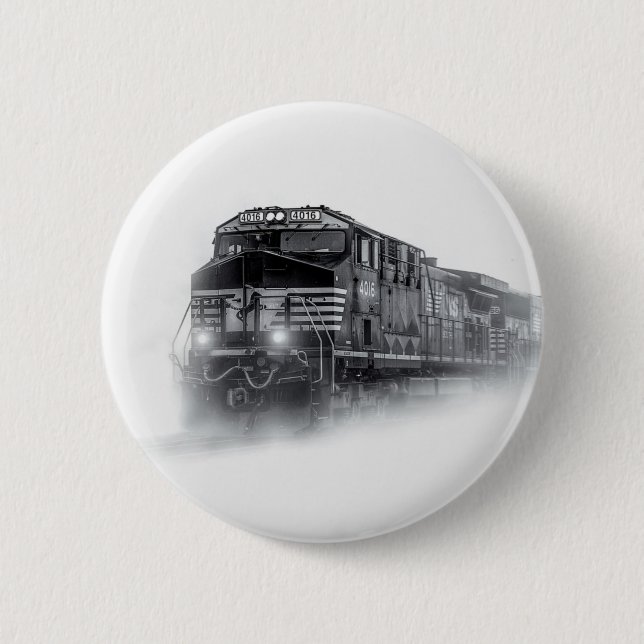 Badge Rond 5 Cm Trains de train noir et blanc (Devant)