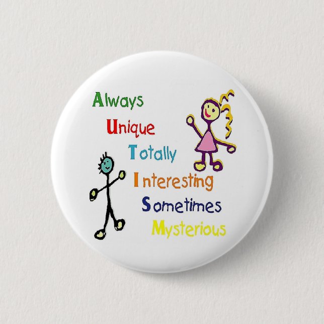 Badge Rond 5 Cm Traits d'autisme (Devant)