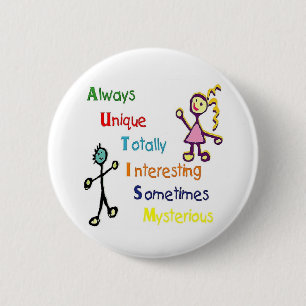 Badge Rond 5 Cm Traits d'autisme
