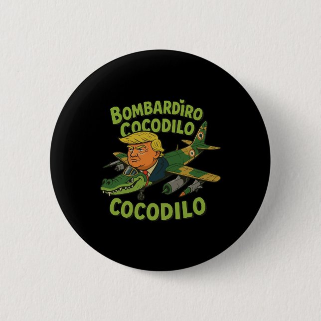 Badge Rond 5 Cm Tralalero Tralala Crocodilo Trump Italien Brainrot (Devant)