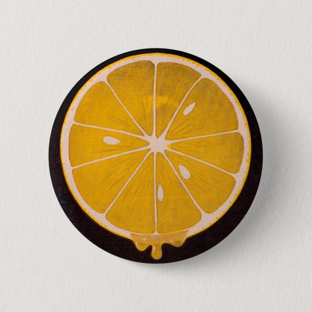 Badge Rond 5 Cm tranche de citron jaune vif (Devant)