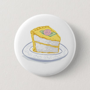 Badge Rond 5 Cm Tranche de gâteau avec glaçage jaune et rose