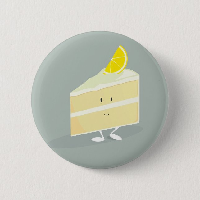 Badge Rond 5 Cm Tranche de sourire de gâteau de citron (Devant)