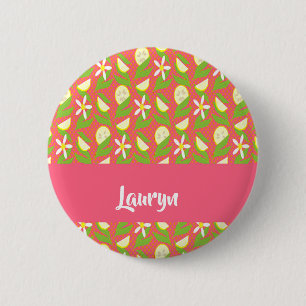 Badge Rond 5 Cm Tranches de citron sur pois