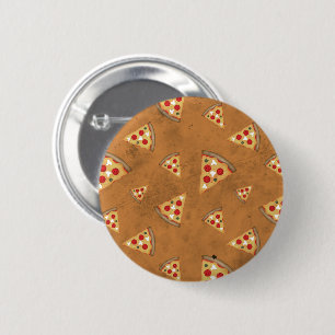 Badge Rond 5 Cm tranches de pizza cool vintage orange brun motif