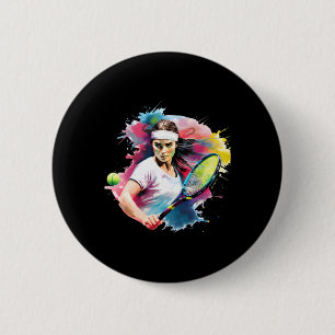 Badge Rond 5 Cm Tranches de tennis confiantes – Athlète féminine e