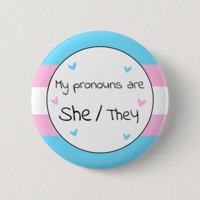 Badge Rond 5 Cm Transgenre Elle/Ils Pronoun Pin (Devant)
