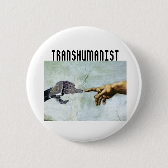 Badge Rond 5 Cm Transhumanism (Devant)