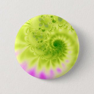 Badge Rond 5 Cm Transience · Art de fractale · Vert et rose