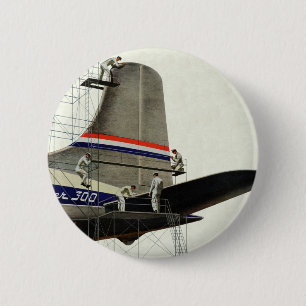 Badge Rond 5 Cm Transport vintage, maintenance des avions