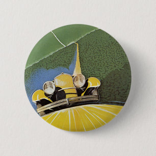 Badge Rond 5 Cm Transport vintage, phares d'une voiture