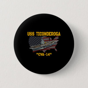 Badge Rond 5 Cm Transporteur D'Aéronefs Uss Ticondéroga Cva-14 Vet