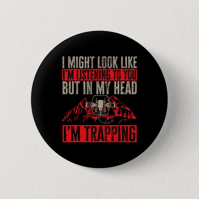 Badge Rond 5 Cm Trapper de chasse au piège 1 (Devant)