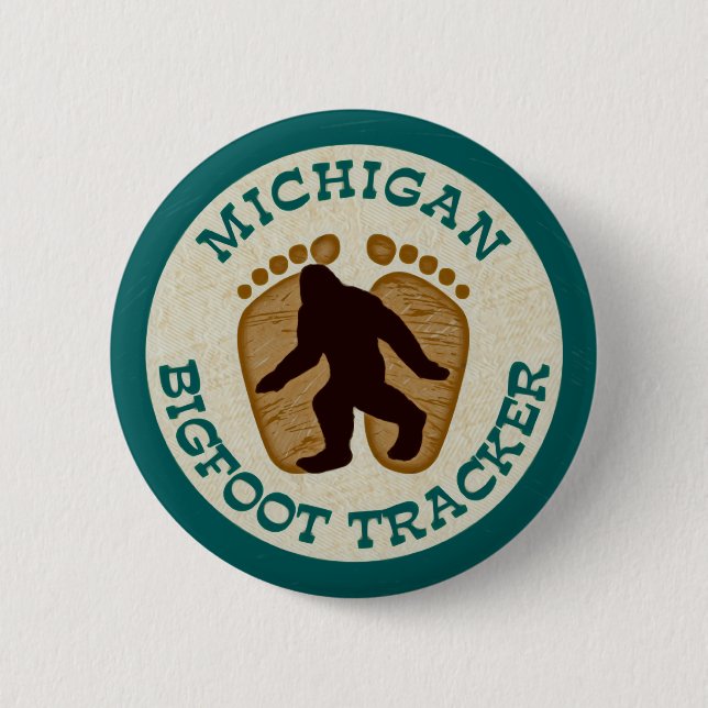 Badge Rond 5 Cm Traqueur du Michigan Bigfoot (Devant)