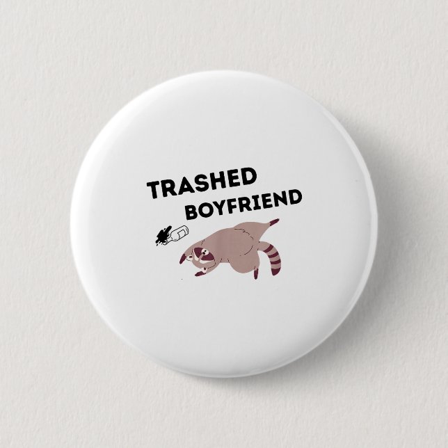 Badge Rond 5 Cm Trashed Boyfriend, Funny Trashed Panda Couples Pre (Devant)