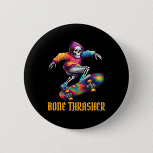Badge Rond 5 Cm Trasher Skeleton Costume d'Halloween