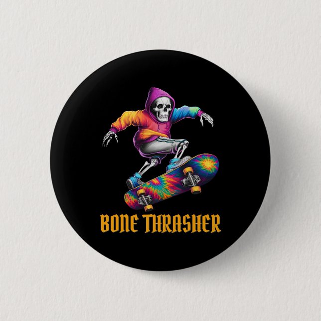 Badge Rond 5 Cm Trasher Skeleton Costume d'Halloween (Devant)