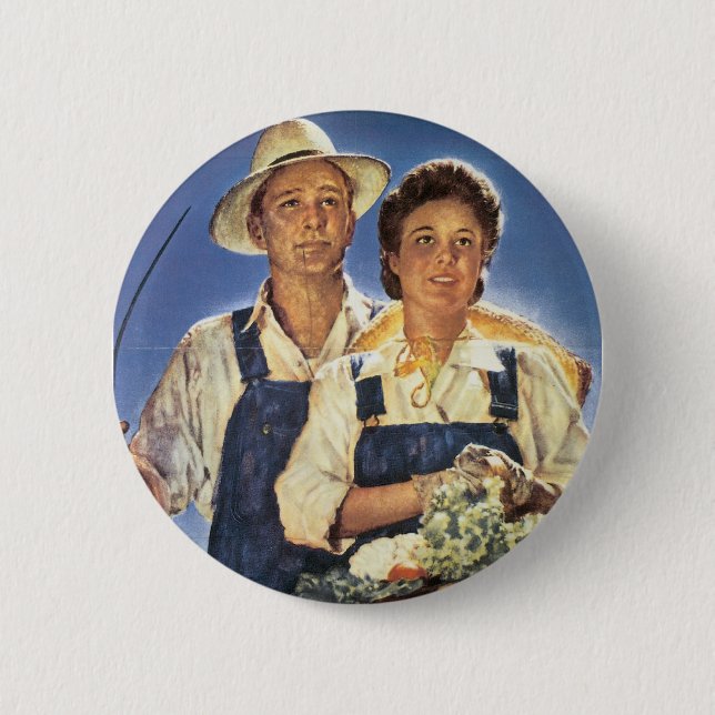 Badge Rond 5 Cm Travail sur une ferme...Cet été (Devant)