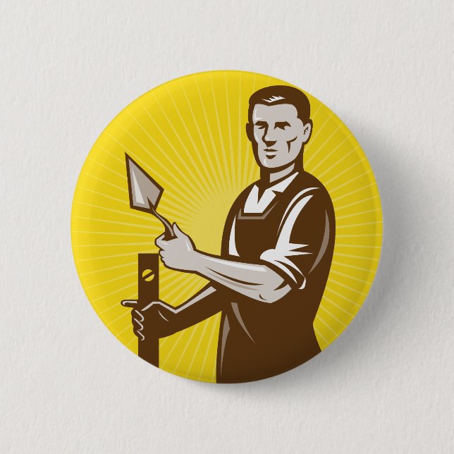 Badge Rond 5 Cm travailleur de la construction de plâtrier de (Devant)
