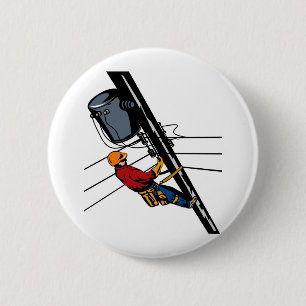Badge Rond 5 Cm Travailleur électrique d'électricien de monteur de