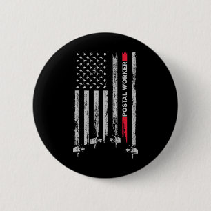 Badge Rond 5 Cm Travailleur Postal Drapeau Américain Vintage Usa P