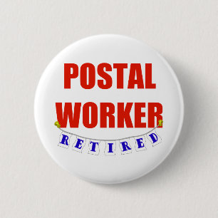 BADGE ROND 5 CM TRAVAILLEUR POSTAL RETRAITÉ