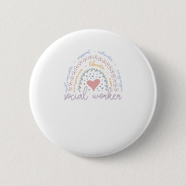 Badge Rond 5 Cm Travailleur social Cute Rainbow (Devant)