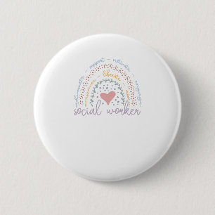 Badge Rond 5 Cm Travailleur social Cute Rainbow